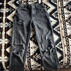 Garage Black Distressed Straight Leg Jeans
